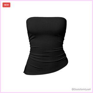 Ruched Strapless Tube Top Y2K Chic Summer Crop Top Backless Going Out
